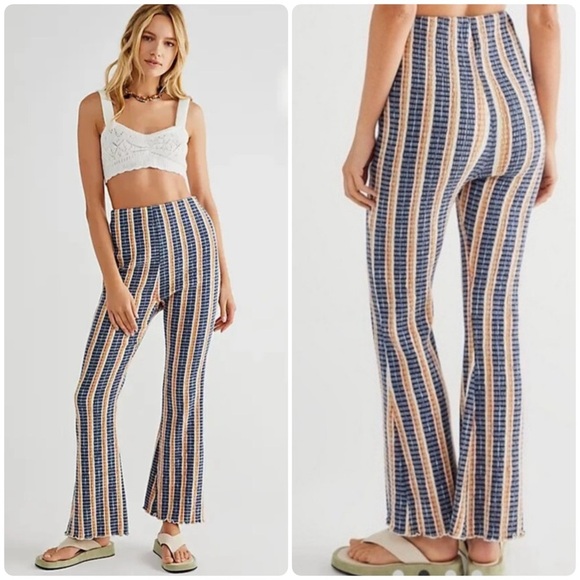 Free People Fine Line Slim High Waisted Flared Pants Size S - Picture 1 of 6